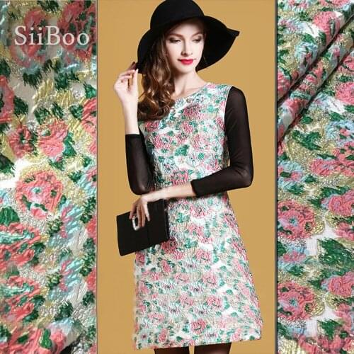 American style pink 3D embossed floral metallic jacquard brocade fabric for dress jacquard tissu tecidos stoffen cloth SP4748