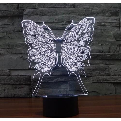 Butterfly led Nightlight Creative Seven color Vision Stereo 3d led Lamp Remote Touch switch Lovely cartoon childrens toys
