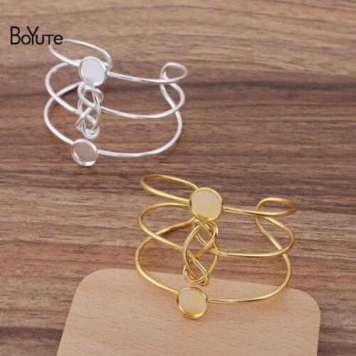 BoYuTe (5 Pieces/Lot) Metal Line Twisted Bracelet Base with 12MM Cabochon Blank Tray Handmade DIY Jewelry Accessories Materials