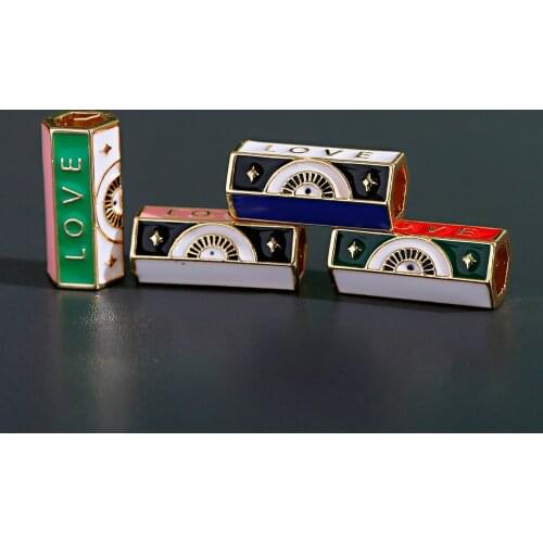 Luck Turkey Evil Beads Love Long Cylindrical Metal Pendant Handicraft Accessories Necklace DIY Beads For Jewelry Making 2021