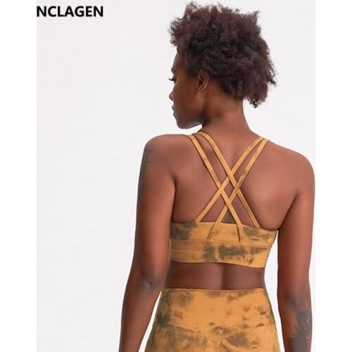 NCLAGEN Yoga Bra Top Women Push-up Cross Beauty Back Sports Underwear Gym Workout Running Elastic Training Crop Top Fitness Vest