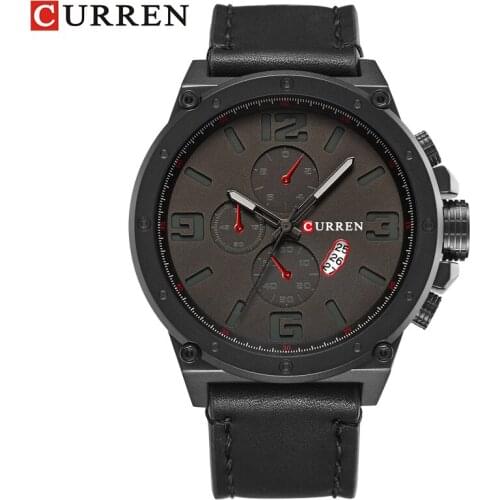 2018 New CURREN Men Quartz Watch Men Large Dial Waterproof Leather Watches Male Military Sport Clock Relogio Masculino