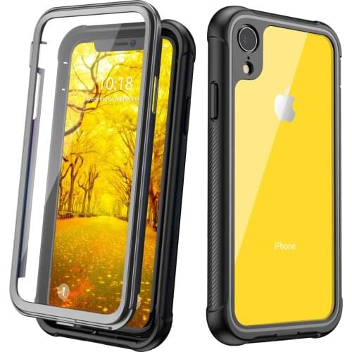 For Apple iPhone XR XS Max Case 360 Degrees Protection Full-body Rugged Clear Bumper Case With Built-in Screen Protector