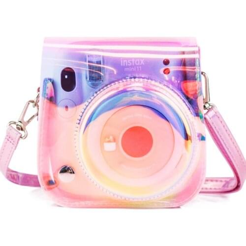 Fujifilm Instax Mini 11 9 8 Camera Case Transparent Holographic Laser Instant Camera Shoulder Strap Bag Protector Cover Pouch