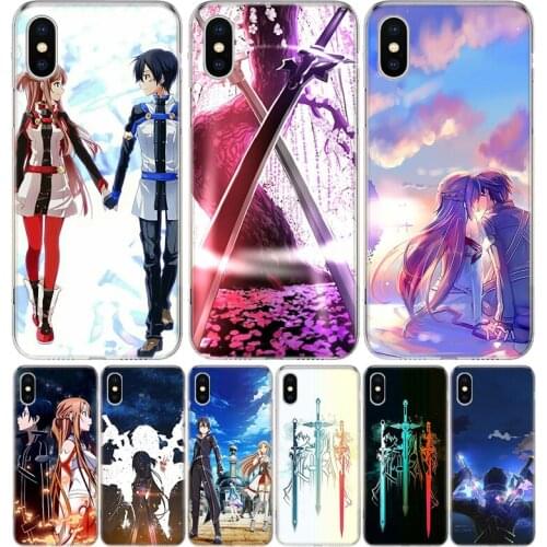 Sword Art Online kirito and asuna Case For iPhone 11 12 Mini Pro 7 6 X 8 6S Plus XS MAX + XR 5S SE 10 Ten Art TPU Cover Phone Co