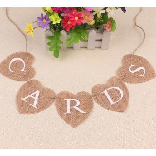 Burlap Banner Vintage Rustic wedding Decoration Theme sign CARDS shabby chic country style hessian Party bunting banner SN114