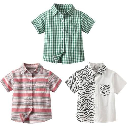 Kids Shirt Clothes Summer Thin Blouses Clothing Infant Boy Plaid Cotton Tops Kids Short Sleeves Shirt Gentleman Clothing 2021