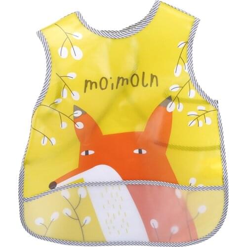 Baby Cartoon Waterproof Smock Anti-dress EVA Bib Three-dimensional Eating Clothes Pocket Water Towel 2019 New Baby Burp Cloths