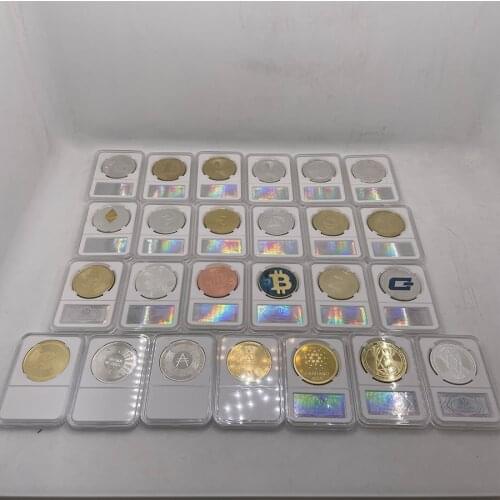 Dogecoin/Bitcoin/Ethereum/Litecoin/Dash/Ripple/Monero/EOS coin Ada Cardano Coin BNB Binance Gold Plated BTC Coin with Holder