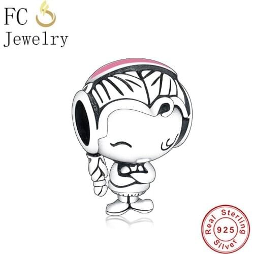 FC Jewelry Fit Original Brand Charm Bracelet 925 Silver Pigtail Girl With Hands Cross Bead Making For Women Making Berloque