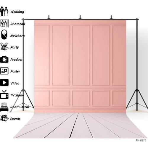 Pink Wall White Wooden Floor Photo Studio Backdrop Photography Background For Photophone Portrait Newborn Doll Toy Pet Photozone