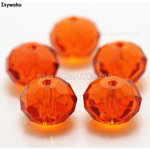 Isywaka Orange Red Color 10*12mm 70pcs Rondelle Austria faceted Crystal Glass Beads Loose Spacer Round Beads for Jewelry Making