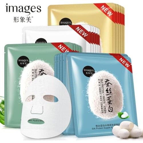 Images Silk Protein Facial Mask Moisturizing Whitening Oil Control Anti Aging Wrinkle Face Mask Ice Mask Skin Care Korean