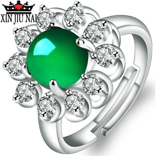 2020 new opening adjustable opal emerald green emerald ring anniversary women brand jewelry ladies wedding party gift