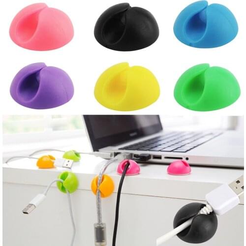Round Clip phone Cable Winder Bobbin clamp protector Earphone Ties Organizer Wire Cord Fixer Holder Collation Management