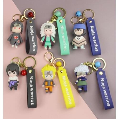 Hot Anime Figure Itachi Jiraiya Sasuke Kakashi Keychain Silica Gel Anime Action Figurine Model Toys Dolls Cute Doll Gifts Strap