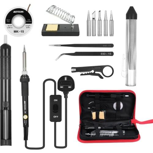 Meterk 14 in 1 Electric Soldering Iron Kit 60W Adjustable Temperature Welding Soldering Iron +5pcs Tips Welding Repair Tool
