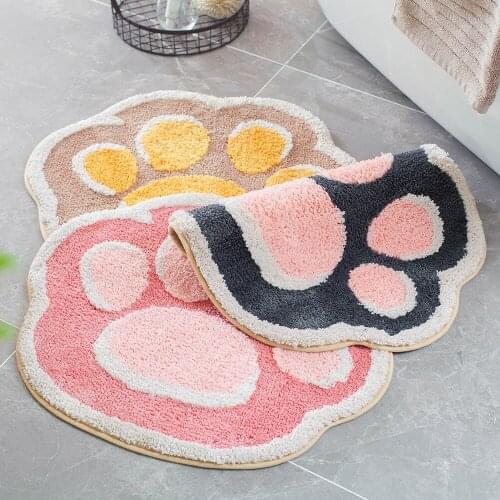 Cartoon Cute Big Cat Claw Flocking Carpet Floor Mat Domestic Indoor Bathroom Door Bathroom Non-Slip Mat Absorbent Foot Pad