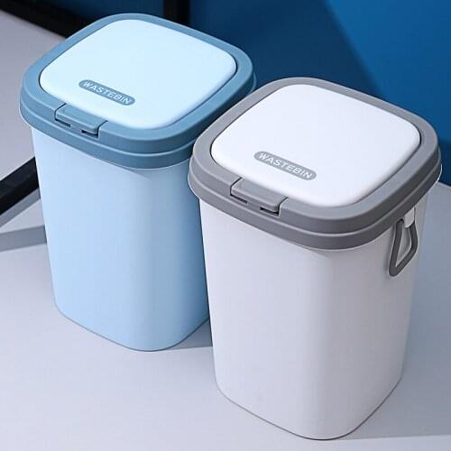 Nordic Style Trash Can with Lid Household Living Room Creative Bathroom Toilet Kitchen Press Ring Covered Trash Can