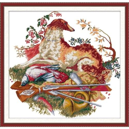 Hunting dog cross stitch kit aida 14ct 11ct count print canvas cross stitches stitching kits needlework embroidery DIY handmade
