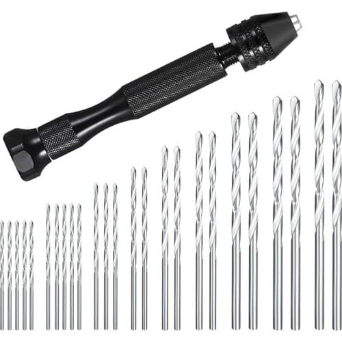 Hand Drill Set Precision Pin Vise With 25 Pieces Mini Twist Drill Bits For Model,Diy,Jewelry Making,Multipurpose Rotary Tool Dri