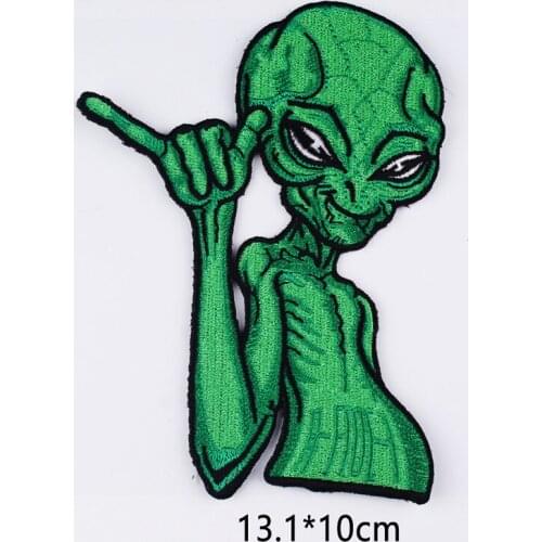 Alien Patches Iron On Patches For Clothing Embroidered Patch UFO Appliques Custom Planet Stickers Stripes Badges On Clothes