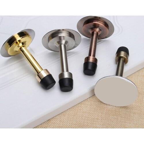 Stainless Steel Bedroom Family Home Wall Mounted Door Stop Stopper Rubber Holder Catch Floor Fitting With Screws