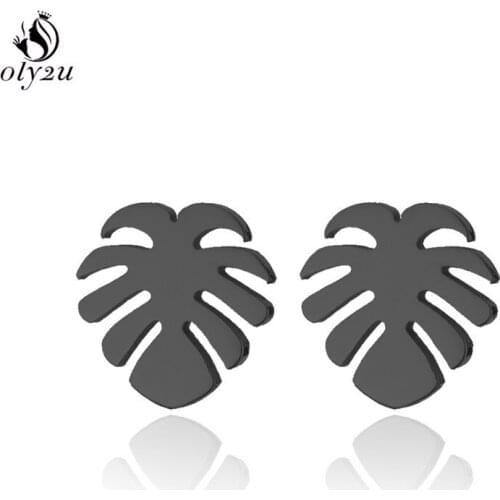 Oly2u Bohemia Tropical Coconut Palm Leaf Stud Earrings Geometric Jewelry Metal Kawaii Beach Earrings for Women Summer oorbellen