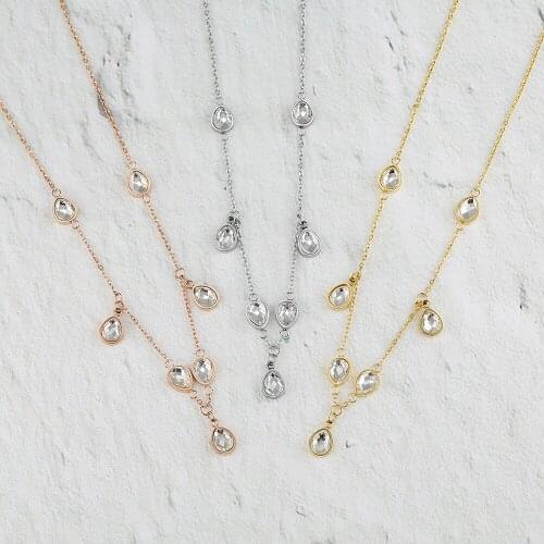 Wholesale Water Drop Necklace with 7pcs Stainless Steel TEARDROP Pendant as Fashion Lady Gift 10pcs/lot