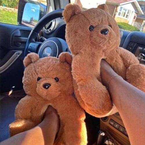 Teddy Bear Women Plush Slippers Christmas Cartoon Cute Bear House Slippers Female Animal Furry Shoes Home Slippers