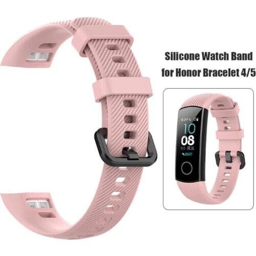 Silicone Adjustable Watchband Bracelet Strap with Buckle Simplicity Soft Comfortable to Wear Durable for Huawei Honor Band 5 4