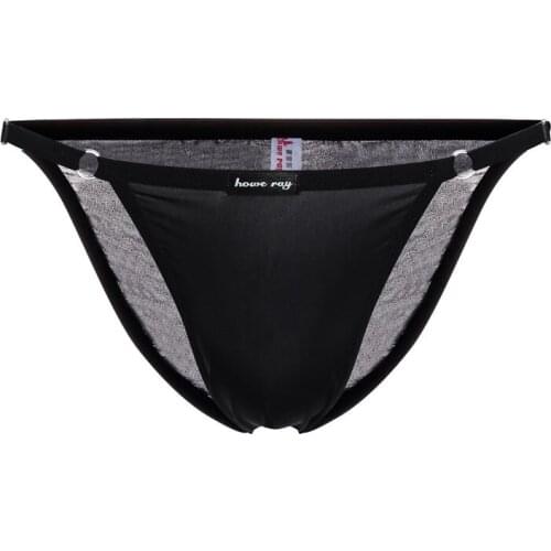 Sexy Men Thongs Ice Silk Smooth Big U Convex Pouch Briefs Breathable Mens G Strings Low Rise Seamless Erotic Lingerie Gay Wear