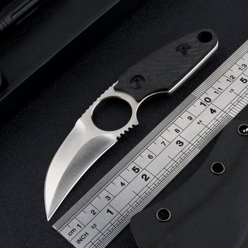 Mini tactical S35VN fixed blade carbon fiber handle CSGO outdoor survival self-defense hunting neck claw straight karambit knife