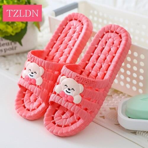 TZLND Women Quick Drying Slippers Shoes Little Bear pattern Sandals Slipper Indoor Cute Lady Non-Slip Hombre Beach Womens Shoes