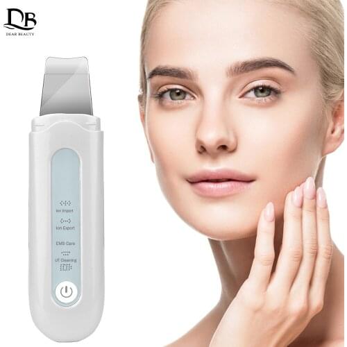 Ultrasonic Skin Scrubber Rechargeable Ion Deep Face Cleaning Vibration Massager Blackhead Removal Cleanser Facial Instrument