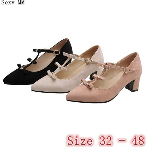 Stiletto Women Pumps Low High Heel Shoes Low High Heels Woman Party Wedding Shoes Plus Size 32 33 - 40 41 42 43 44 45 46 47 48