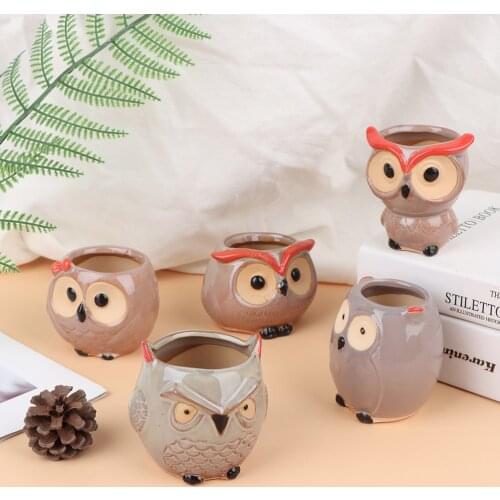 1 PC Ceramic Flowerpots Cute Owl Succulent Flower Pot Planter Garden Supplies Decor