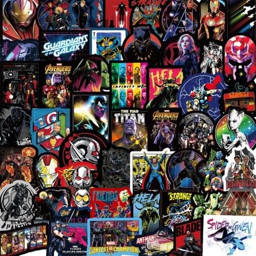 100pcs Marvel Avengers Superhero Stickers Cartoon Waterproof Skateboard Laptop Guitar Luggage Graffiti Cute Sticker Kids Toys