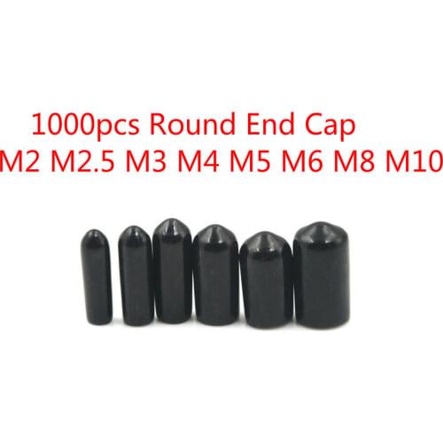 1000pc Round End Cap Screw Cover Rubber Cap Plastic Tube Hub Thread Protector Push-fit Cap for Pipe M2 M2.5 M3 M4 M5 M6 M8 M10