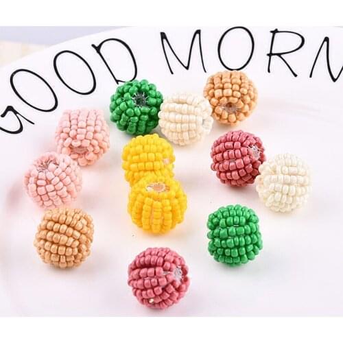 2017 new design 30pcs/lot 17mm colorful pearls decoration cartoon corn shape handmade weave beads diy jewelry making