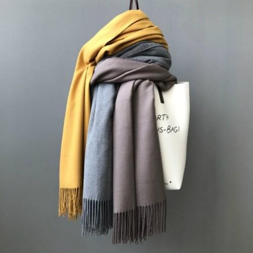 2020 Winter Women Scarf Thin Shawls Wraps Lady Long Solid Hijab Stoles Cashmere Pashmina Foulard Tassel Autumn Head Scarves