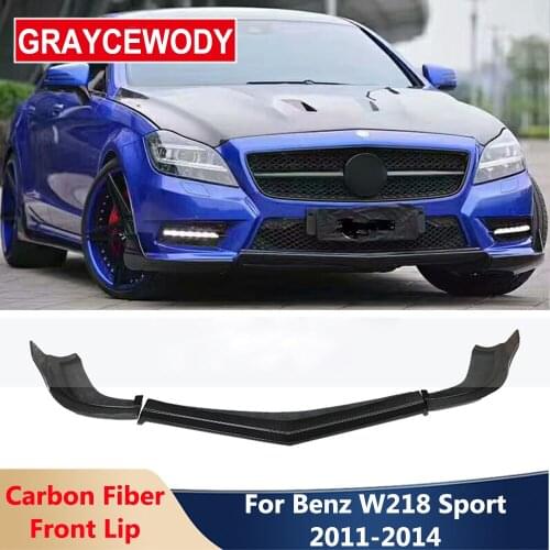 3 pcs/set R Style Carbon Fiber Front Bumper Lip Shovel Chin Car Styling For Benz W218 CLS300 CLS320 CLS350 Sports 2011-2014