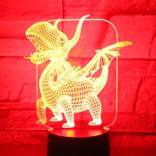 3D LED Night Lights Pterosaur Dinosaur with 7 Colors Light for Home Decoration Lamp Amazing Visualization Optical Illusion