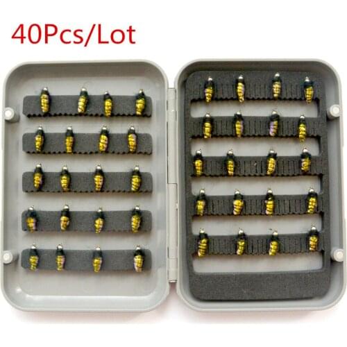 40Pieces/box Flies Fly Fishing Lures Kit Wet / Dry Flies Set Floating Flies Hooks For Bass Salmon Trout