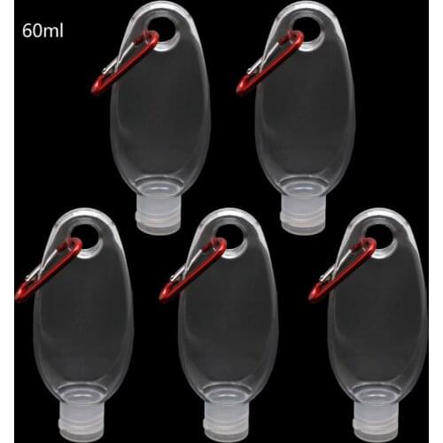 5Pcs 30ml 60ml Reusable Portable Mini Size Empty Spray Bottle Hand Sanitizer Travel Small Holder Hook Keychain Carrier