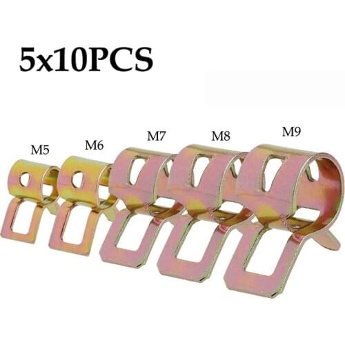 50Pcs 5/6/7/8/9mm Fastener Spring Clip Clamps For Fuel Water Line Hose Pipe Air Tube 65Mn Spring Steel