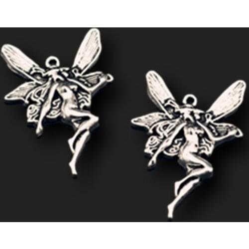 WKOUD 6pcs Silver Color butterfly fairy charms alloy pendants for necklace bracelet DIY fashion jewelry making A751