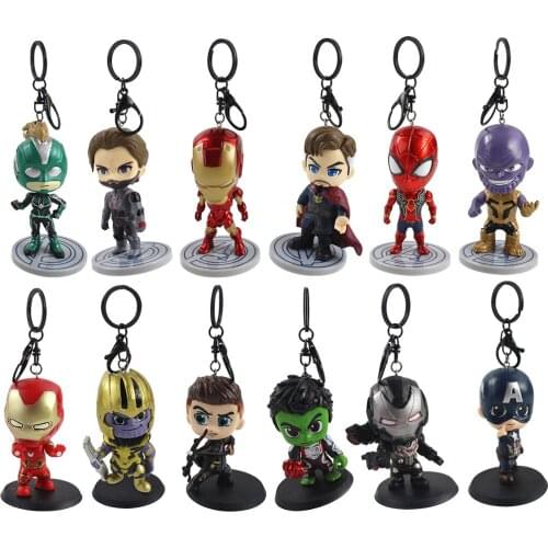 8-10cm The Avengers Figure Thor Hulk Captain America Spiderman Hulk Iron Man KeyChains PVC Action Figure Model Toys Doll
