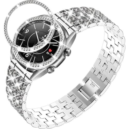 Shiny Bezel Ring Strap For Samsung Galaxy Watch 3 41mm 45mm Band Stainless Steel Bracelet For Galaxy Watch 42mm 46mm