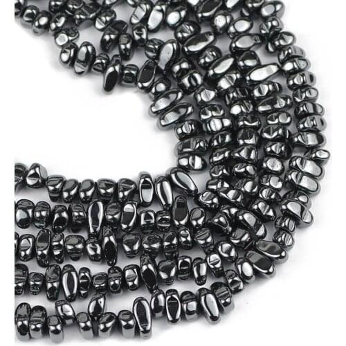 YHBZRET Black Hematite Irregular Gravel beads 40cm 15'' strand Natural Stone beads for Jewelry making Necklace bracelet DIY